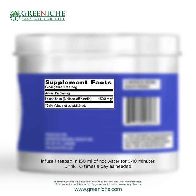 Insomnia tea from CuraTea in a container with supplement facts and instructions for use.