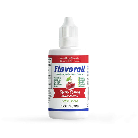Flavorall Cherry Cherrish liquid sweetener, a sugar free sweetener, perfect for desserts and drinks.