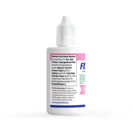 Flavorall Cracking Cream Soda Sugar Free Sweetener liquid drops bottle with nutrition facts and serving information.