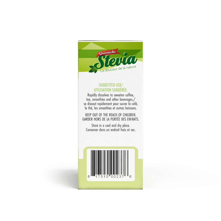 Greeniche Stevia Cubes packaging showing usage instructions for this Sugar Free Sweetener.
